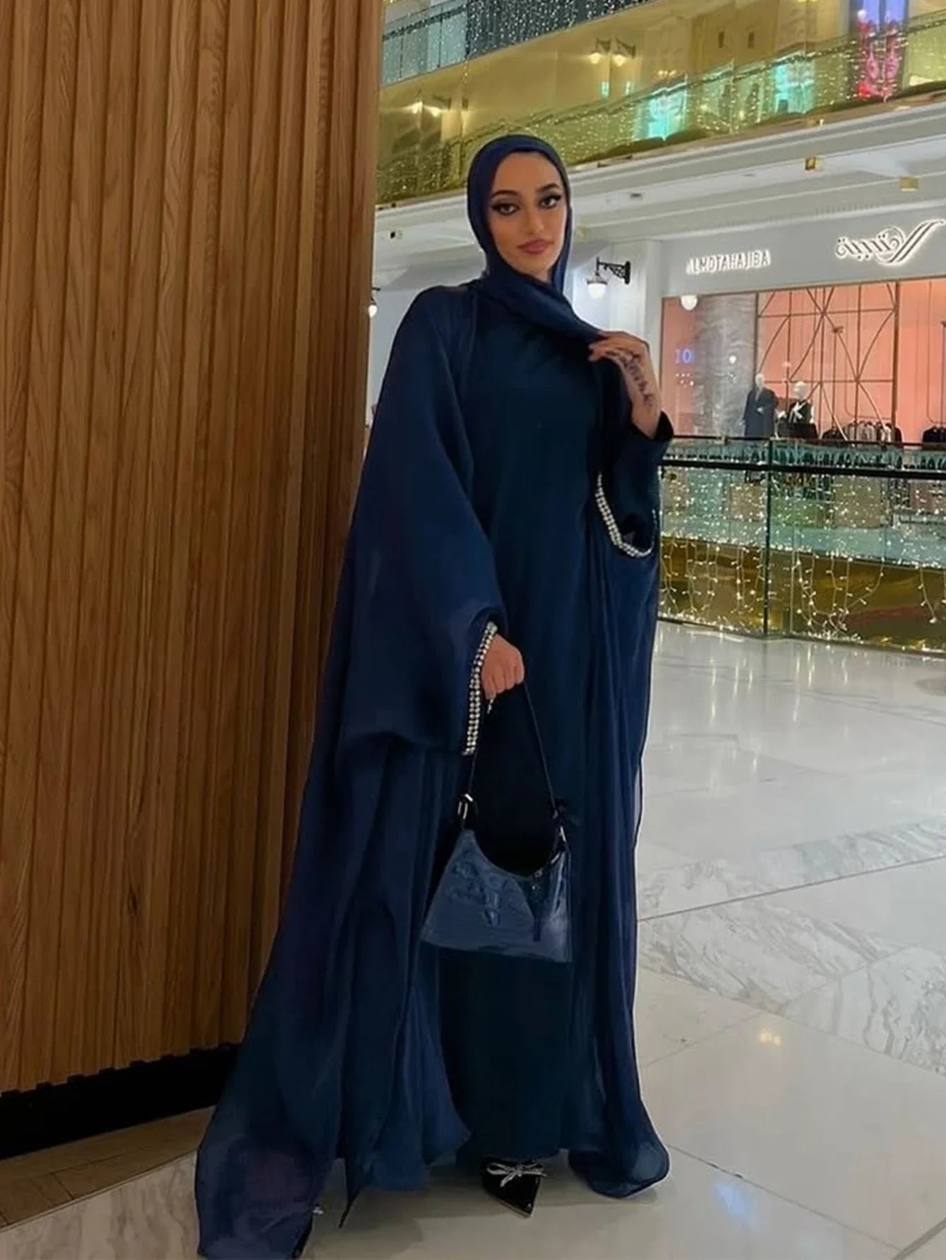 Eid Muslim Abaya Scarf Dress 1 Piece Cardigan Abaya Women Ramadan Beading Sleeve Dubai Jalabiya Kaftan Vestidos Arab Robe 2026
