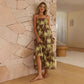 Womens Summer HighWaisted Maxi Holiday Dress With Coconut Tree Print