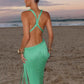 Womens V-neck Cut-out Slim Knitted Dress