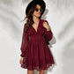 Long Sleeve V-Neck High Waist Dress