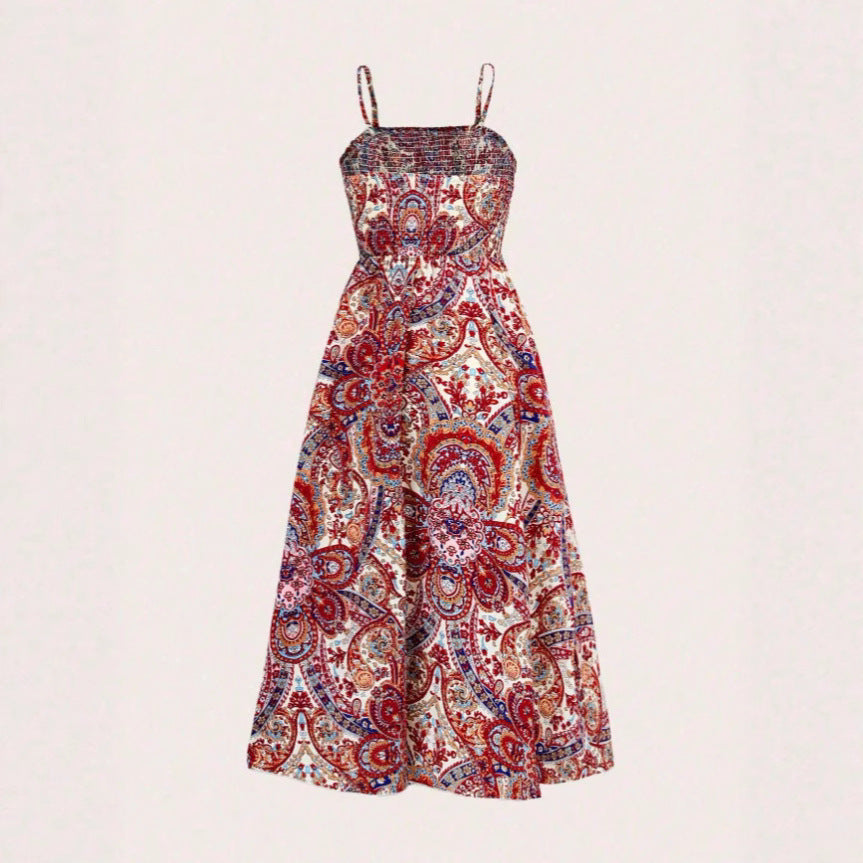 Summer New Casual Elegant Ruched Strap Maxi Dress