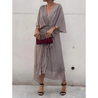 Elegant Bat Sleeve Long Dress