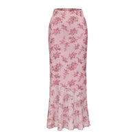 Printed Sexy Tight Double-layer Mermaid Maxi Dress