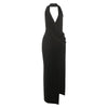 Elegant Halterneck Backless Slit Evening Dress