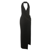 Elegant Halterneck Backless Slit Evening Dress