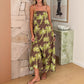 Womens Summer HighWaisted Maxi Holiday Dress With Coconut Tree Print