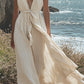 Cotton And Linen Suspender Strap Maxi Dress