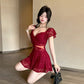 Flutter Sleeve Lace Hollow-Out Maxi Dress Petticoat