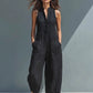 Women's Linen Blend Buttoned Collar Sleeveless Dress