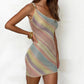 Womens Off-Shoulder Striped Knit Dress