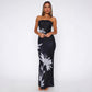 Body-hugging, Sexy Off-shoulder Printed Maxi Dress
