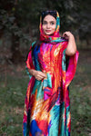African Dresses For Women Plus Size Summer Boho Silk Printed Muslim Hijab Kaftan Dress Middle East Traditional Lady beach Abaya