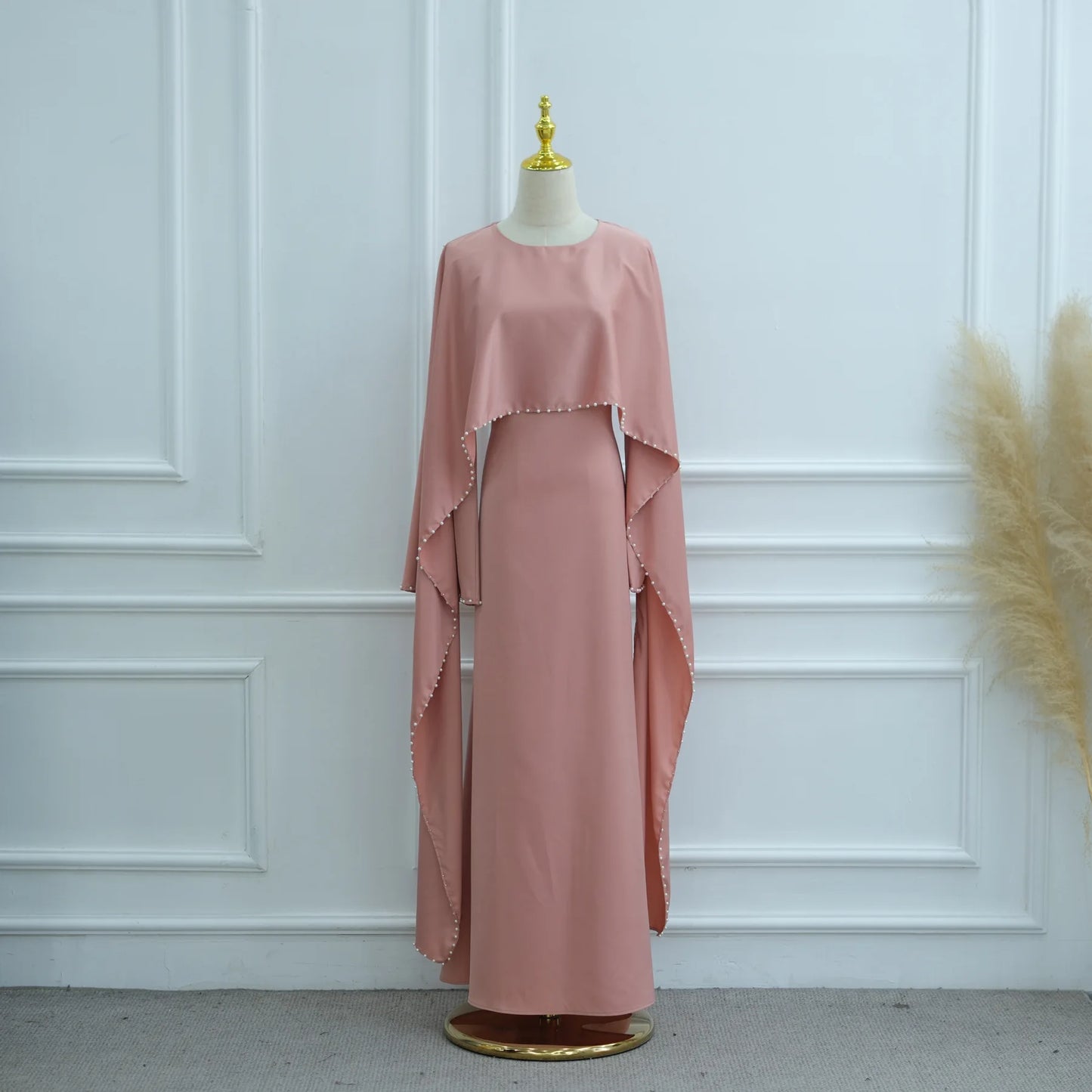 Muslim Dresses Women's Traditional Dresses And Abayas Eid Dubai Evening Dress Pearl Beaded Luxurious Robe Islamic Clothing