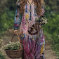 New Long Sleeve Dress Floral Bohemian Maxi Skirt Print