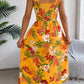 Women's Floral Print Tie Waist Camisole Beach Vacation Maxi Dress