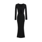 Strap Fish-tail Maxi Dress With Long-sleeve Cardigan A Sassy Two-piece Set For Women