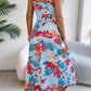 Women's Floral Print Tie Waist Camisole Beach Vacation Maxi Dress