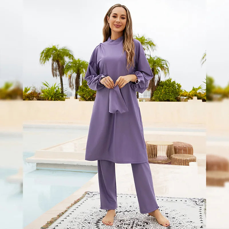 Abaya summer Muslim Swimwear Hijab Women Arab Musulman Swimsuit Muslim Swimming Suit Modest Swimwear 3 Pieces Sets Islamic 2026