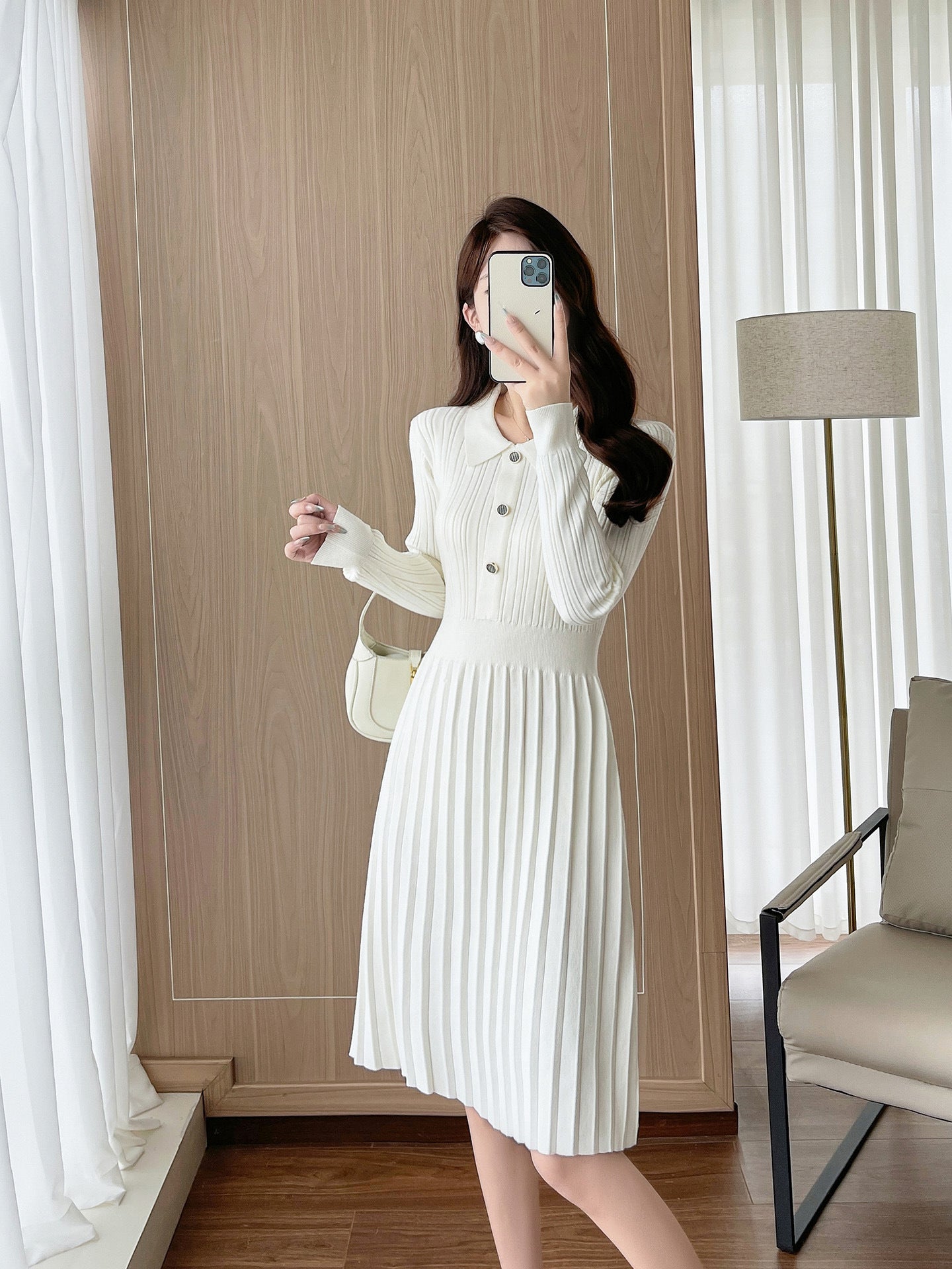 French Style Knitted A-Line Dress