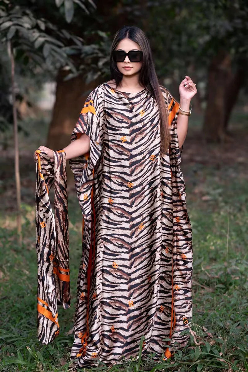 African Dresses For Women Plus Size Summer Boho Silk Printed Muslim Hijab Kaftan Dress Middle East Traditional Lady beach Abaya