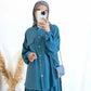 2-Piece Long Sleeve Shirt and Skirts Set for Women Elegant Abaya Dubai Turkey Islamic Casual Tops Monochromatic Skirt Fashion
