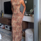 Backless Leopard Print Maxi Dress