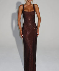 Double Strap Sequin Mesh Dress