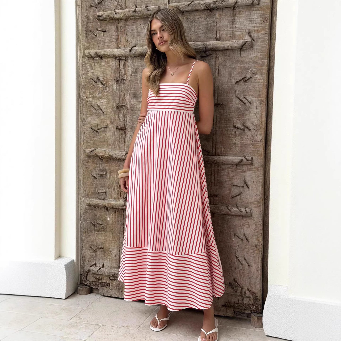 Summer Striped Printed Maxi Dress For Women