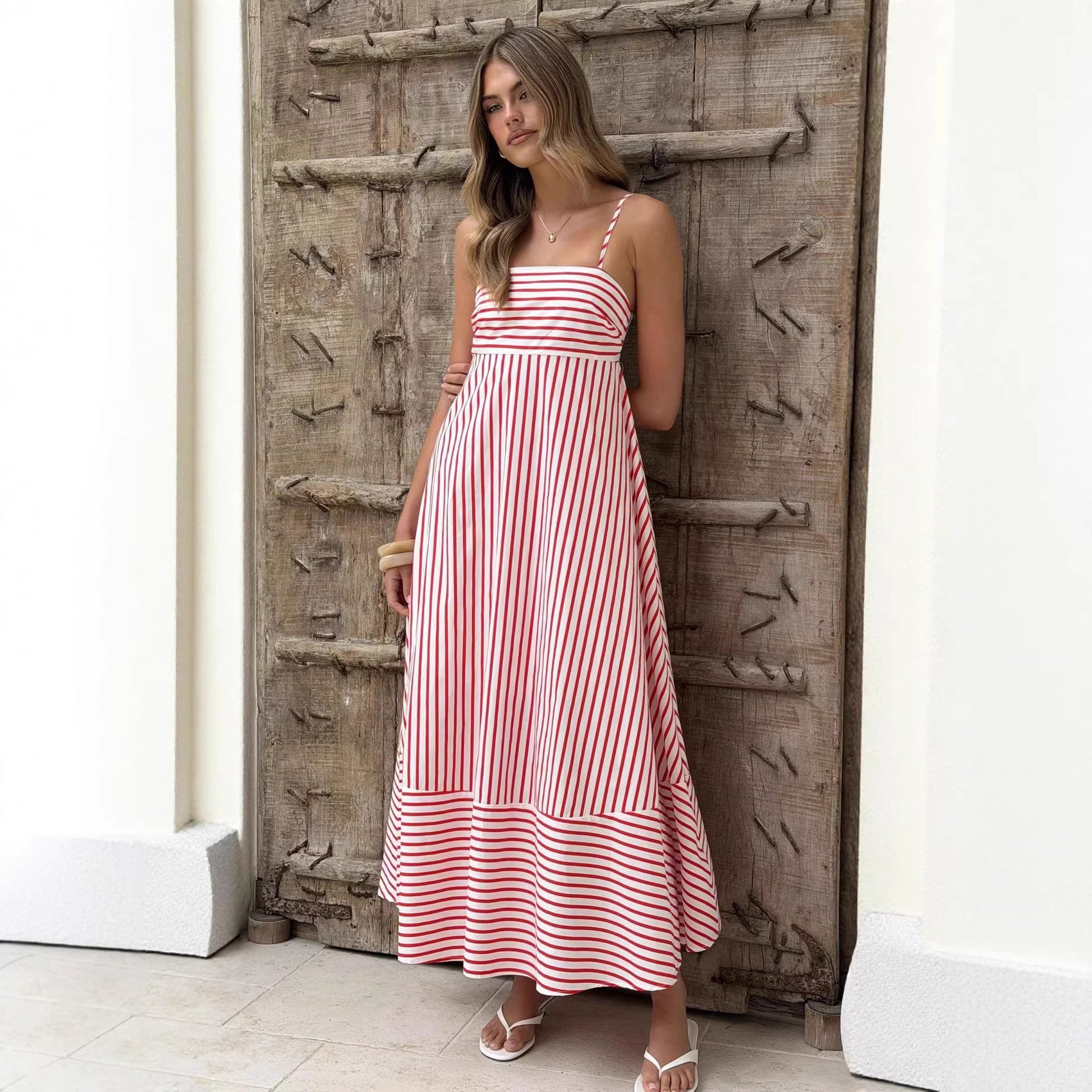 Summer Striped Printed Maxi Dress For Women