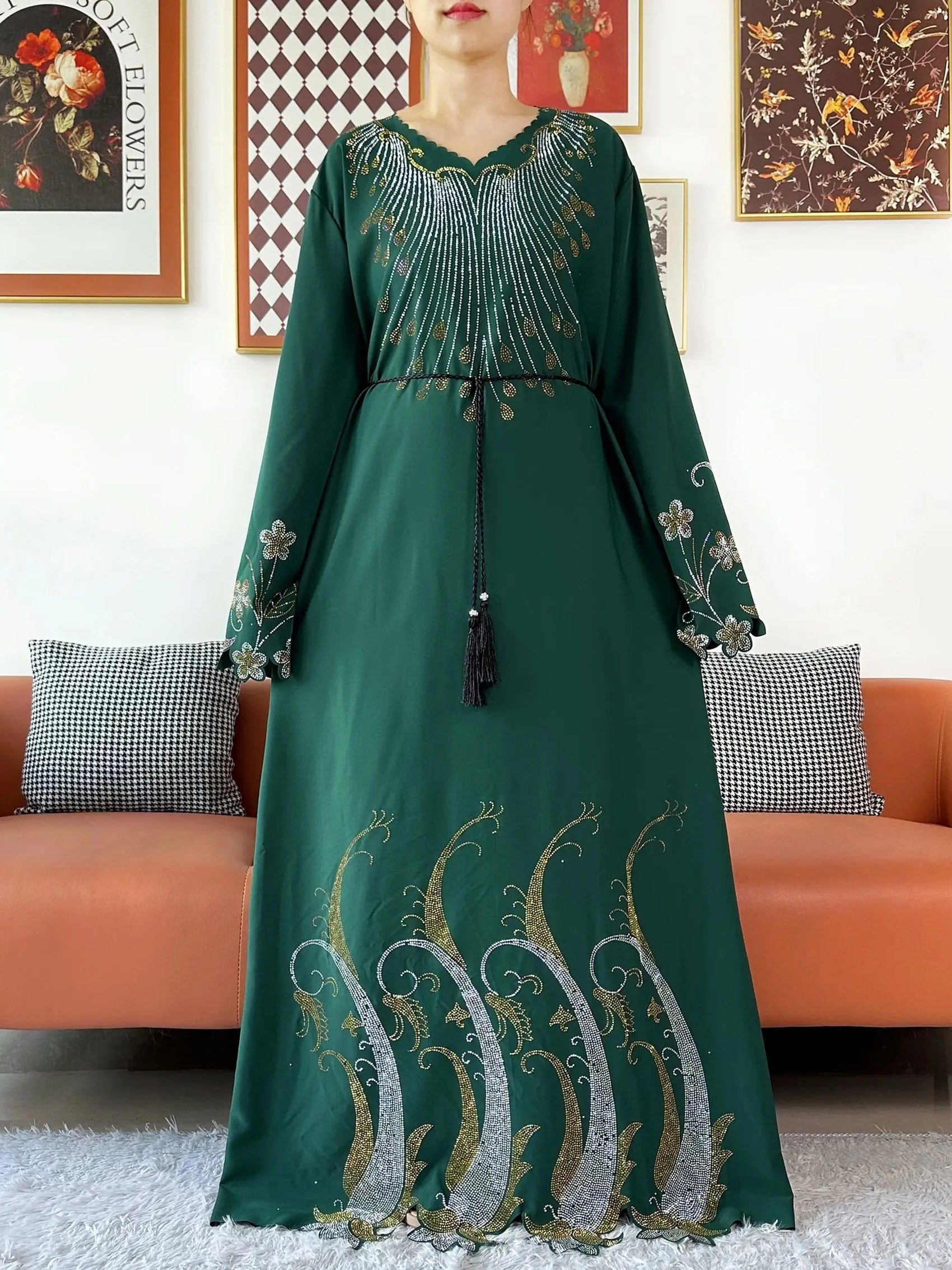 2025Fashion Dubai Diamond Muslim Women Modest Dress Elegant Arabic Femme Hijab Long Sleeve Chiffon Abaya Islamic Turkey Clothing