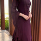 Burgundy Beaded Square Neck Ruffle Maxi Dress