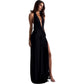 Elegant Halterneck Backless Slit Evening Dress