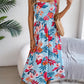 Women's Floral Print Tie Waist Camisole Beach Vacation Maxi Dress