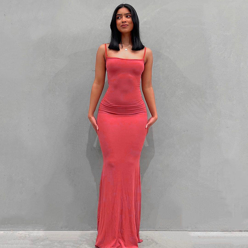 Women Sling Dress Casual Long Skirt