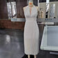 Neck Hanging Sleeveless Pleated Maxi Dress Flattering Backless Gown