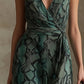 Vintage And Mysterious Green Snake Print Chiffon Sleeveless Maxi Dress