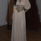 Deep V Long Sleeve Diamond Waist Maxi Dress