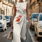 Womens Sleeveless Striped Polka-DotFloral Maxi Dress