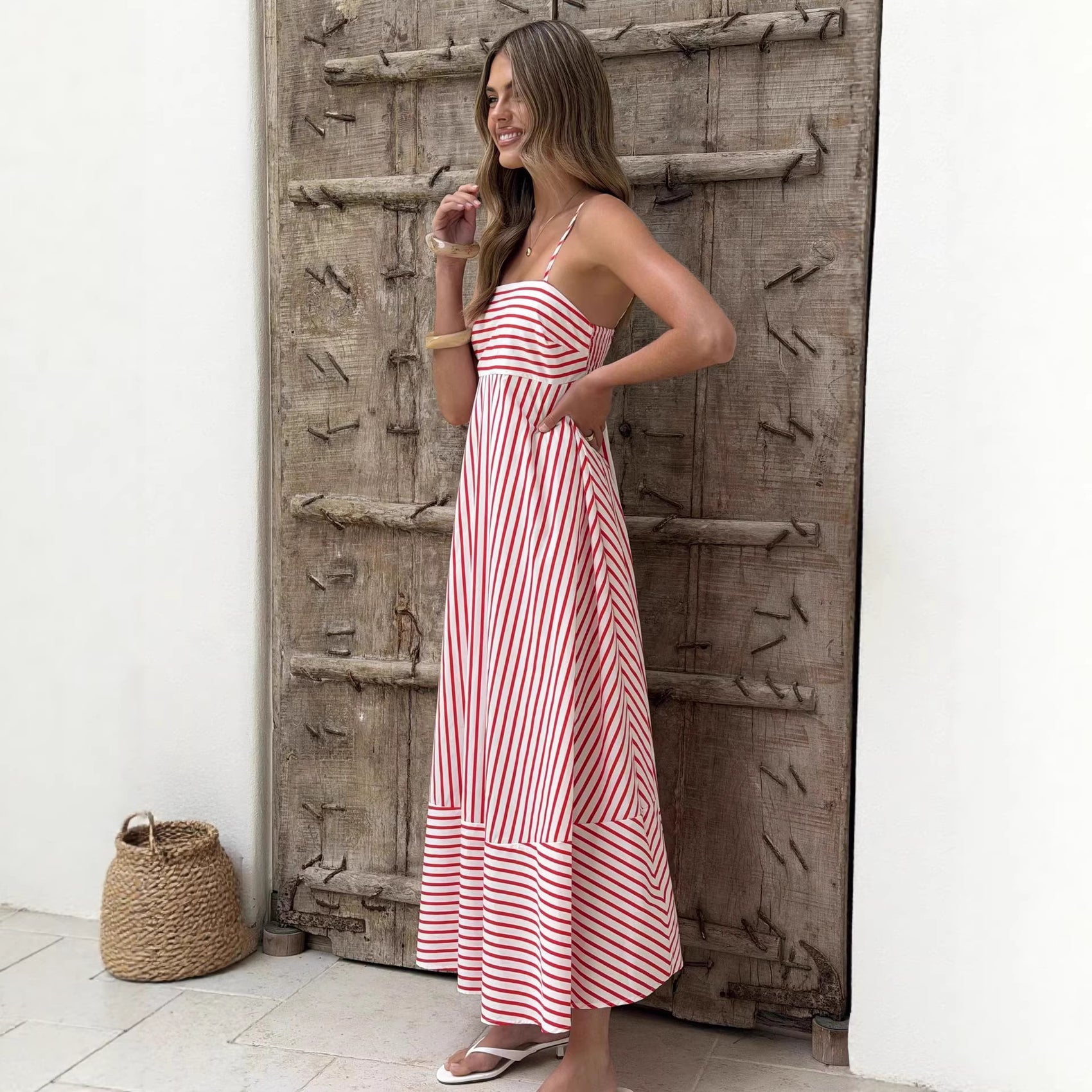 Summer Striped Printed Maxi Dress For Women