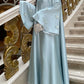 Muslim Women Abaya Dress 2 Piece Set Butterfly Satin Lace-up Morocco Caftan Inner Dress Musulman Ensembles Cadigan Outfit Suits