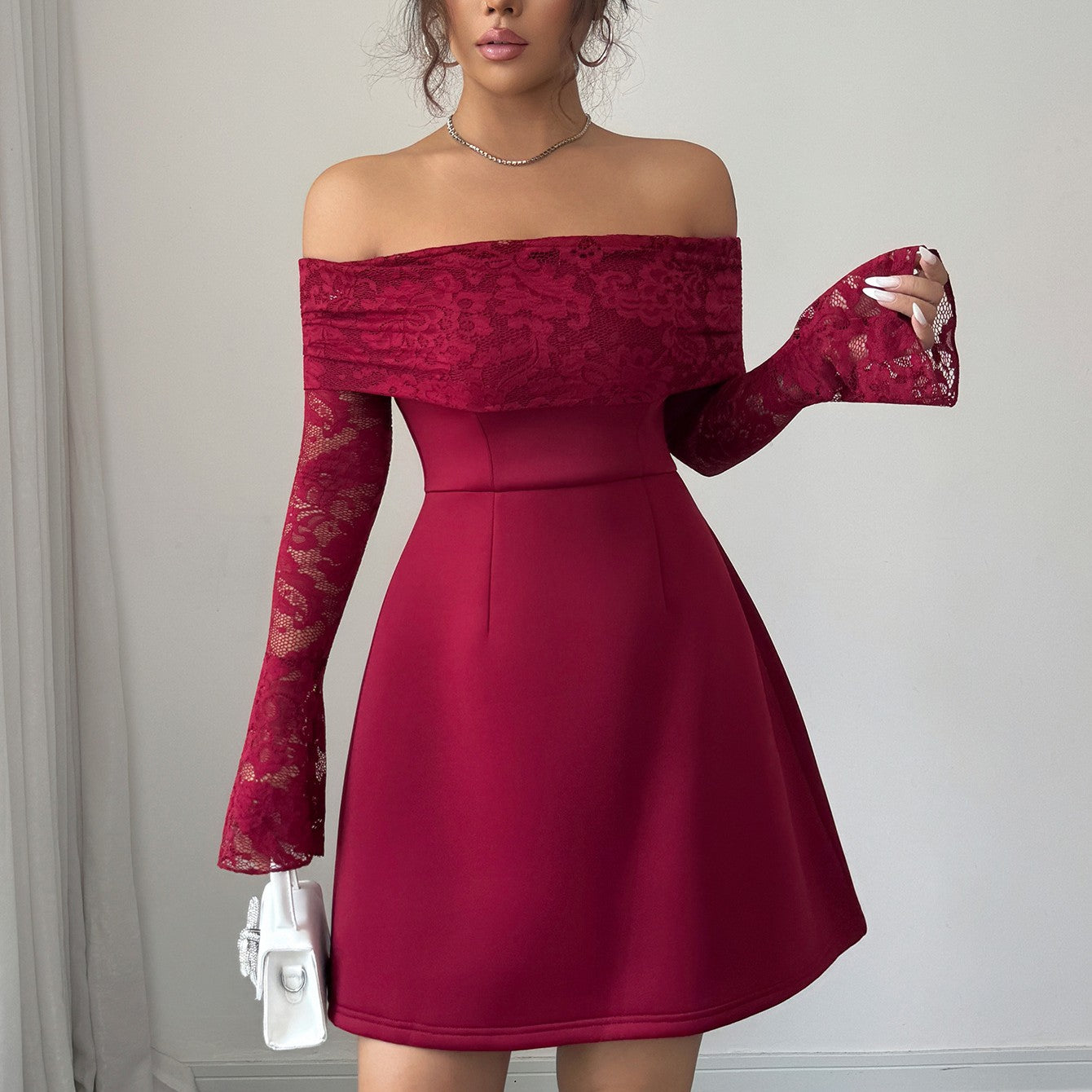 Lace Long Sleeve Maxi Dress Women's Clothing
