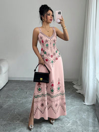 Women's Retro Sweet High Slit Maxi Dress