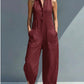 Women's Linen Blend Buttoned Collar Sleeveless Dress