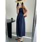 Suspender Dress Pleated Waist Slimming Maxi Skirt