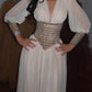 Deep V Long Sleeve Diamond Waist Maxi Dress