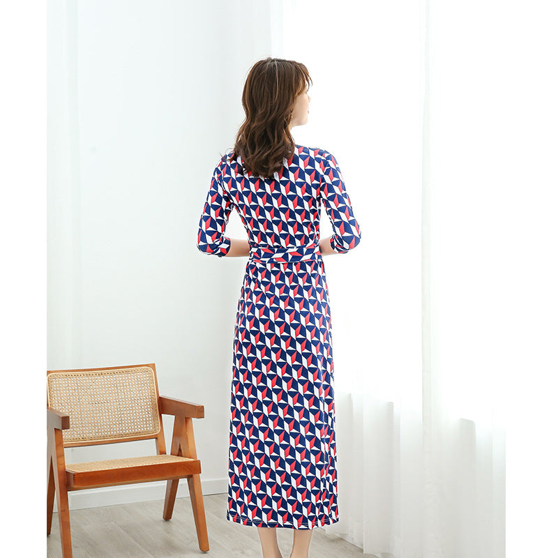 V-Neck Wrap Bodycon Long Dress