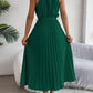 Women's Elegant Stand Collar Sleeveless Tie Waist Pleated Maxi Dress