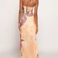 Floral Print Cross Halter Neck Maxi Dress
