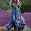 Womens Lightweight Printed Plus-size Loose-fitting Figure-flattering Maxi Dress