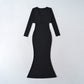 Strap Fish-tail Maxi Dress With Long-sleeve Cardigan A Sassy Two-piece Set For Women